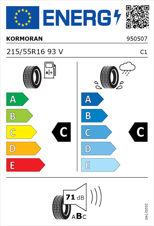 Tyre Label for Kormoran Road Performance 215/55R16 93V