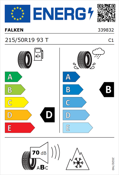 Tyre Label for Falken Eurowinter HS01 215/50R19 93T