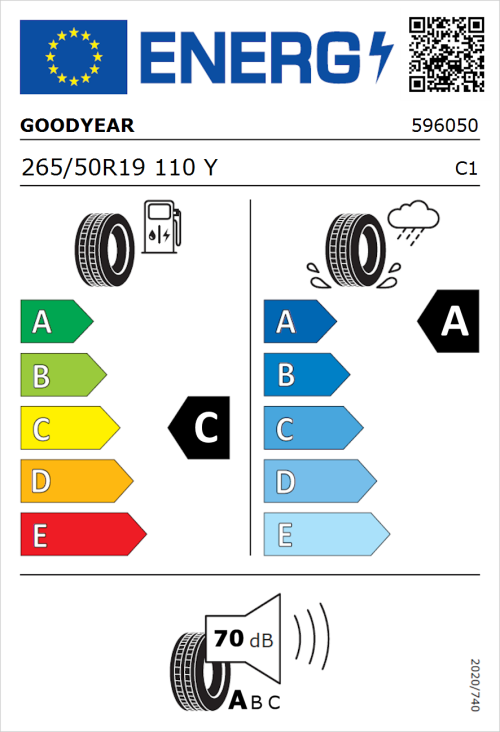 Tyre Label for Goodyear Eagle F1 Asymmetric 6 265/50R19 110Y