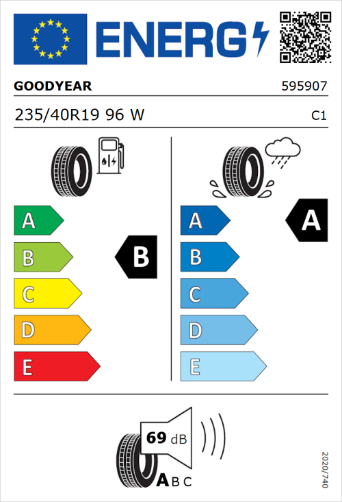 Tyre Label for Goodyear Eagle F1 Asymmetric 6 235/40R19 96W